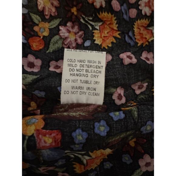 NEW Olivaceous Black Floral Thin Wide Leg Pants Women Small Boho Festival Hippie - Picture 3 of 16